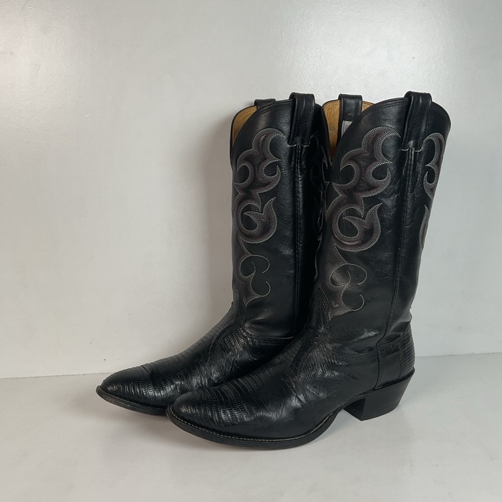 Vintage Nocona Teju Lizard Cowboy Boots 11 B USA Made